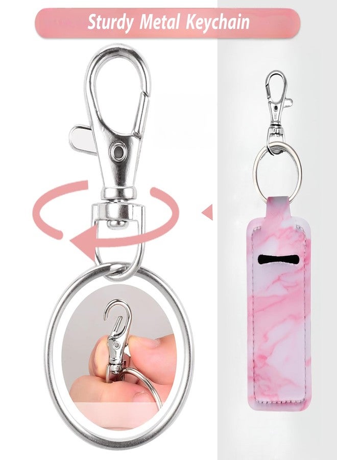 YKuzLx 5 Packs Chapstick Holder Keychain - Cute Lip Balm Clip with Keychain Clip for Woman (Black,Grey,Blue,Purple,Pink) - Image 2